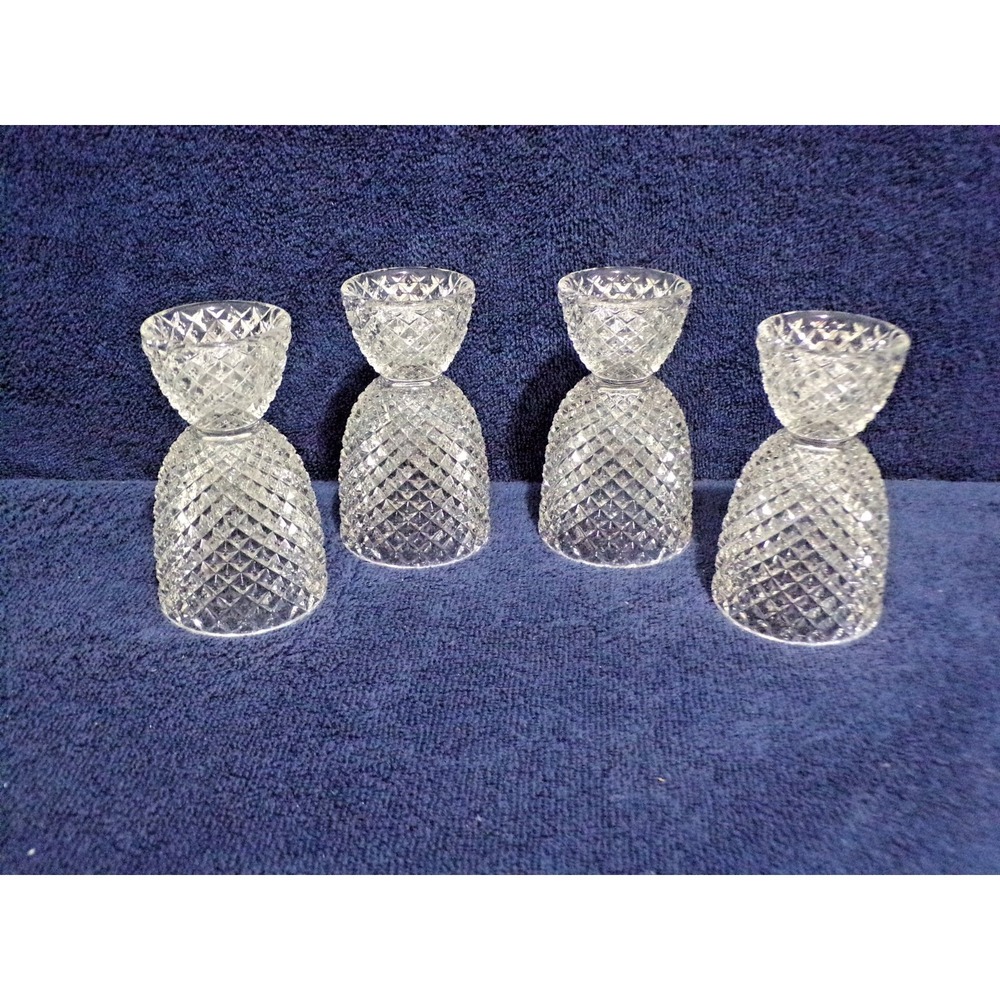 Fostoria Glass for Avon 1970's‎ Diamond Point Crystal Round Egg Cups Set of 4